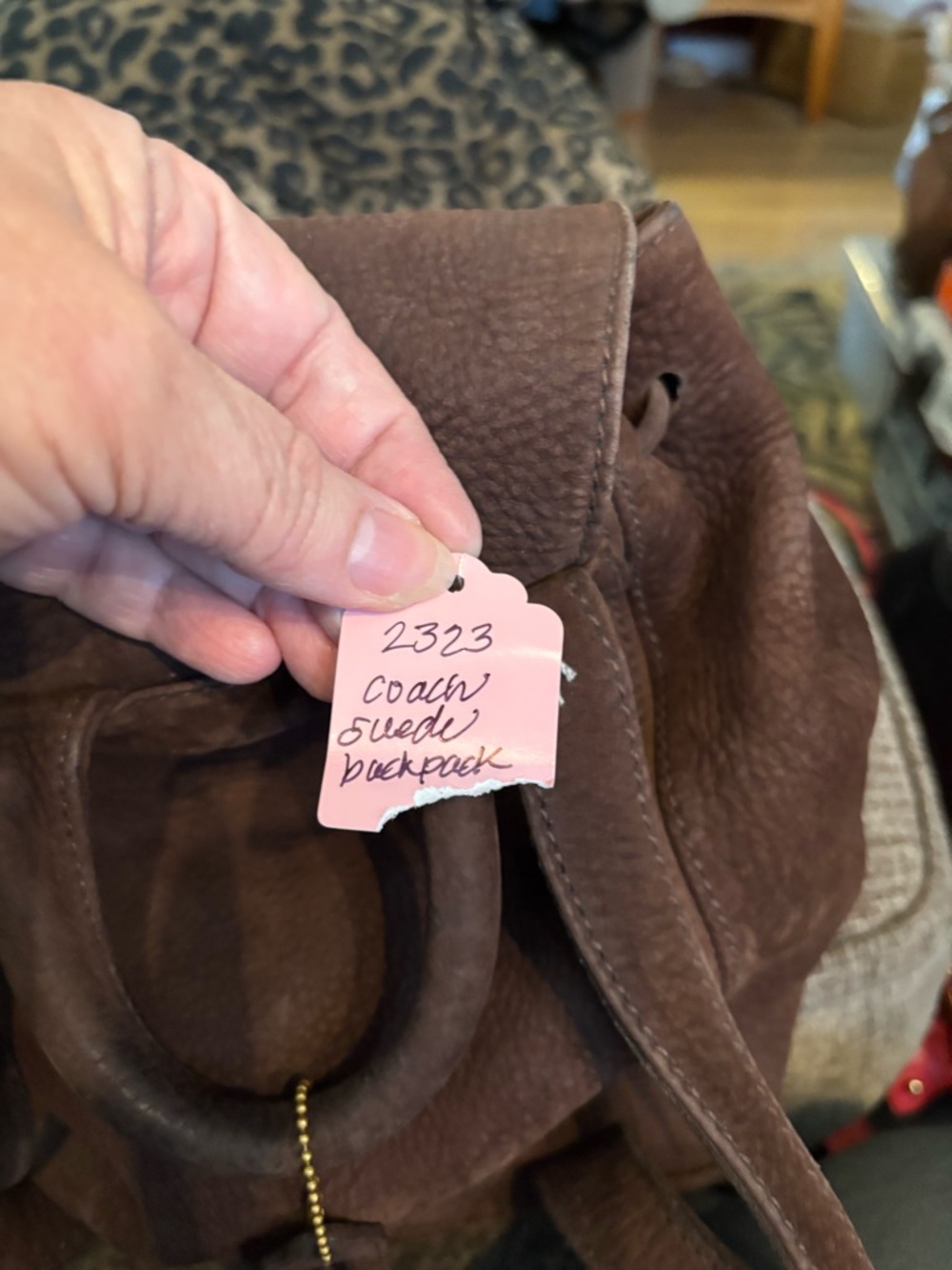 Coach Brown Suede Backpack with Top Handle